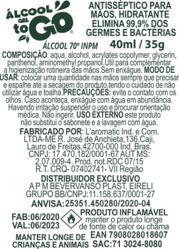 Imagem de Álcool Gel 70 ToGo 40ml