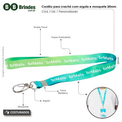 Imagem de Cordão para crachá com argola e mosquete 20mm