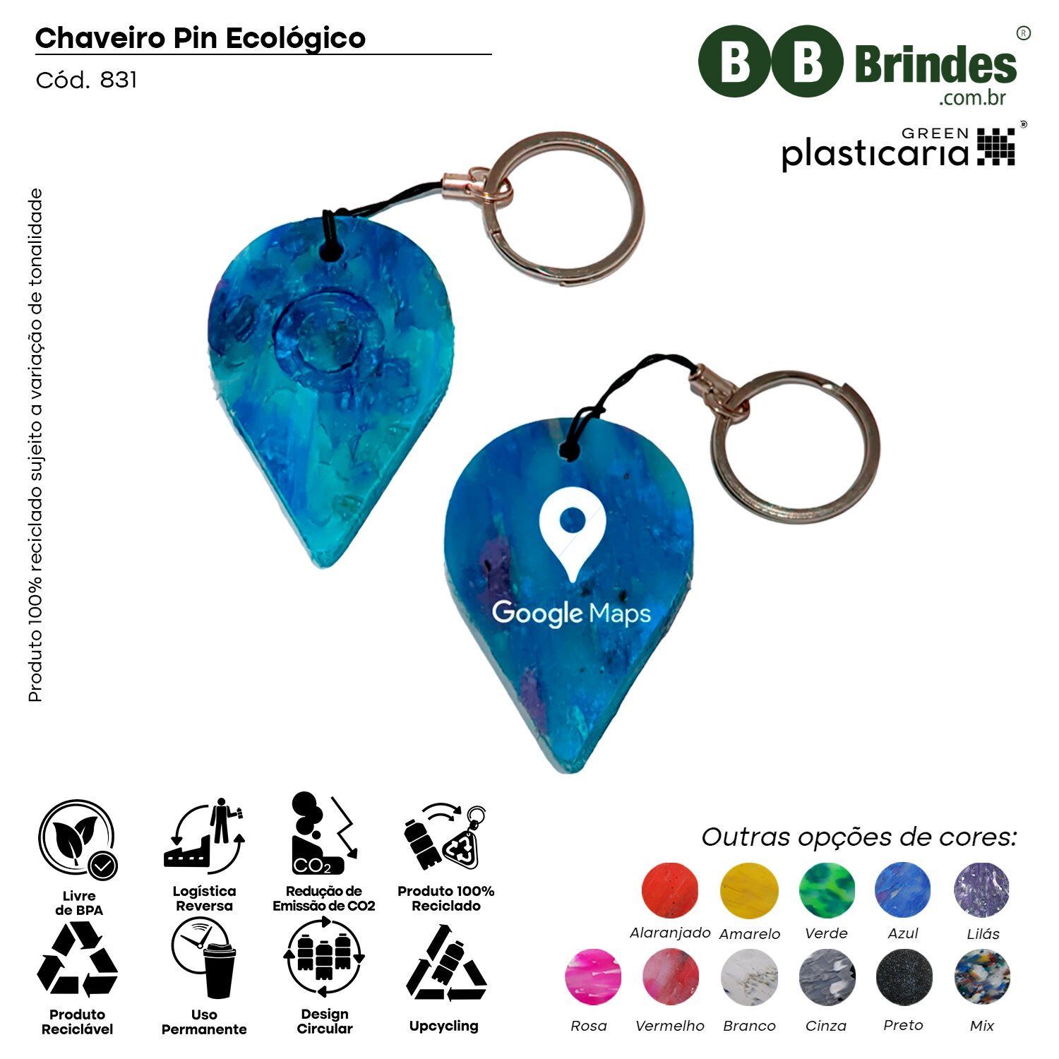 CHAVEIRO PIN/LOCALIZAÇÃO ECOLÓGICO - PLASTICARIA