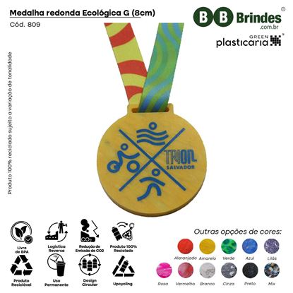 Medalha redonda Ecológica G (8cm) PLASTICARIA